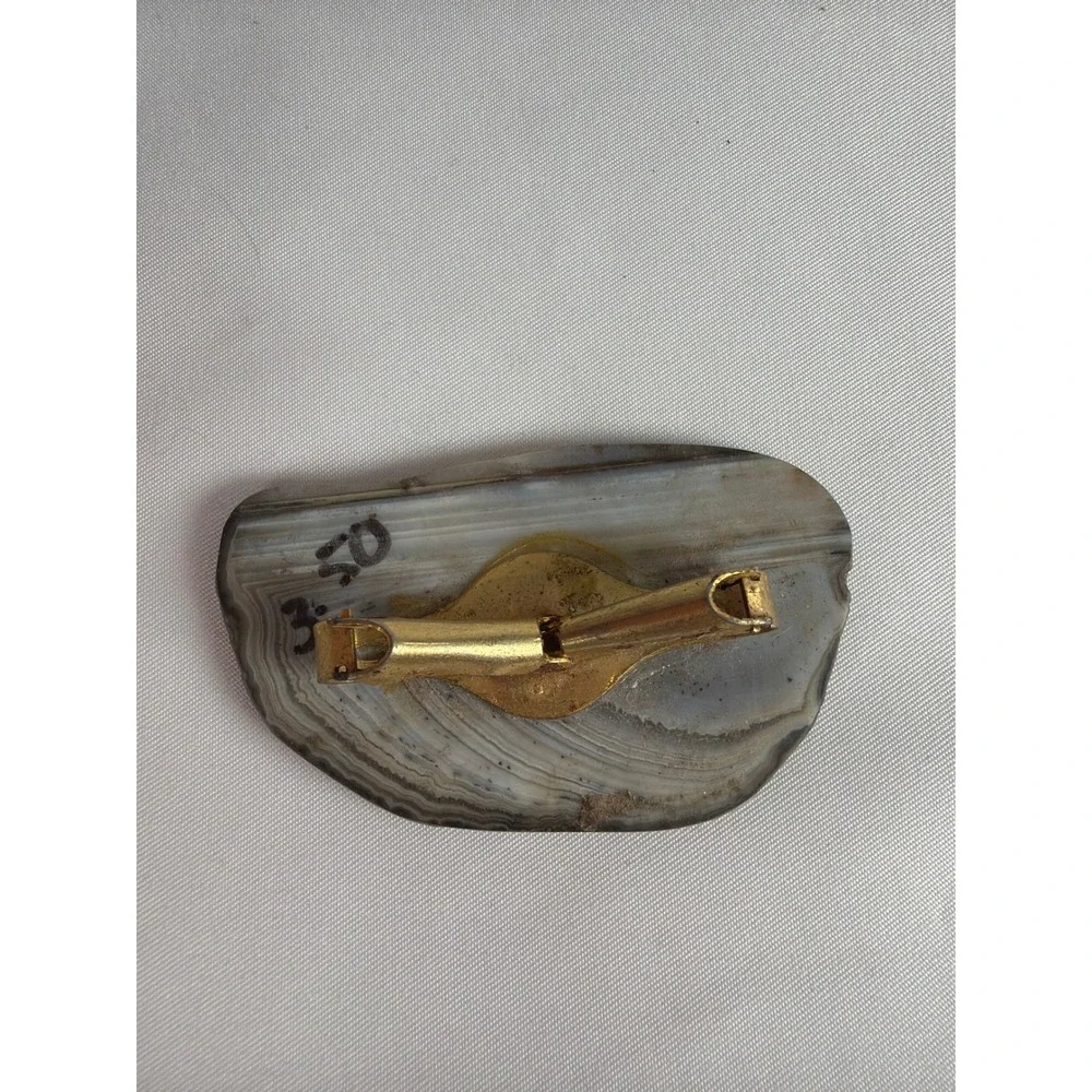 Vintage Agate Stone Hair Clip Women OS Gray White Good